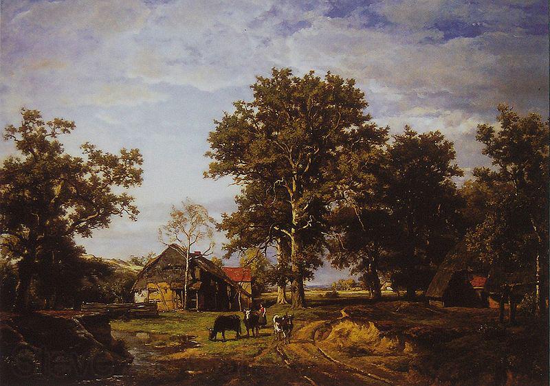 Theodore Fourmois Landscape with farm Germany oil painting art